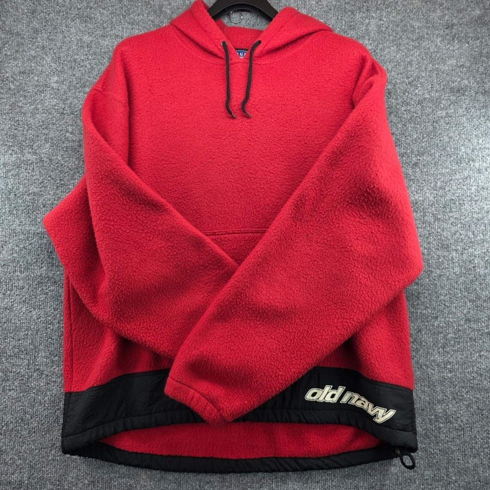 Old Navy Red Fleece Hoodie Sweatshirt Men's‎ Size XL Pocket Warm Casual